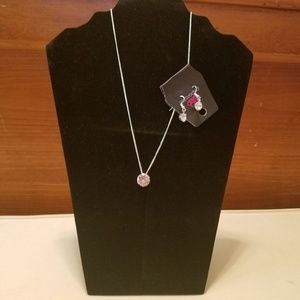 Crystal charm necklace and earrings